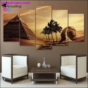 5 Piece Canvas Art Egyptian Pyramids Painting for Living