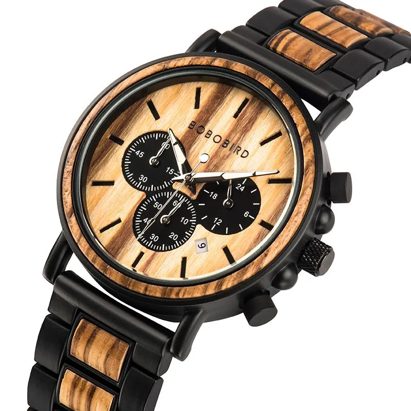 BBWood™ Men's Genuine Wooden Luxury Military Quartz Wrist Wood Watch