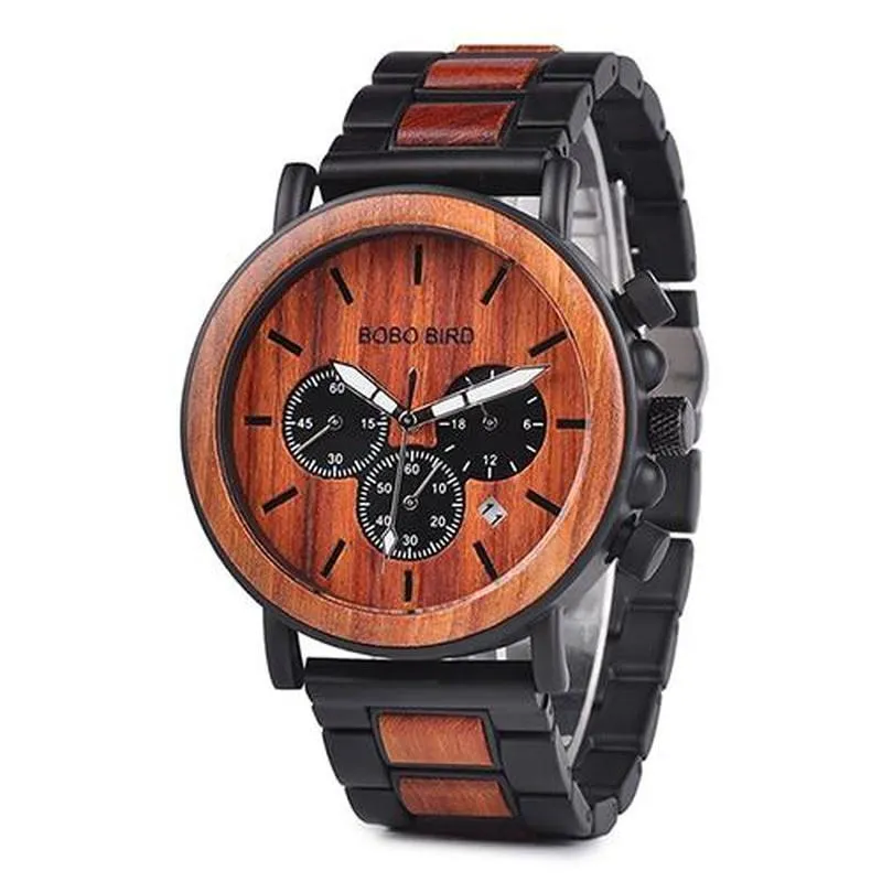 BBWood™ Men's Genuine Wooden Luxury Military Quartz Wrist Wood Watch