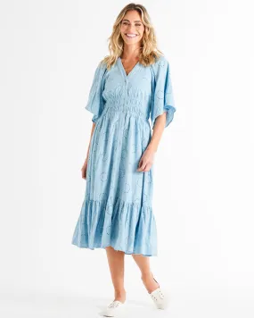 Betty Basics Broderie Dress Cornflower