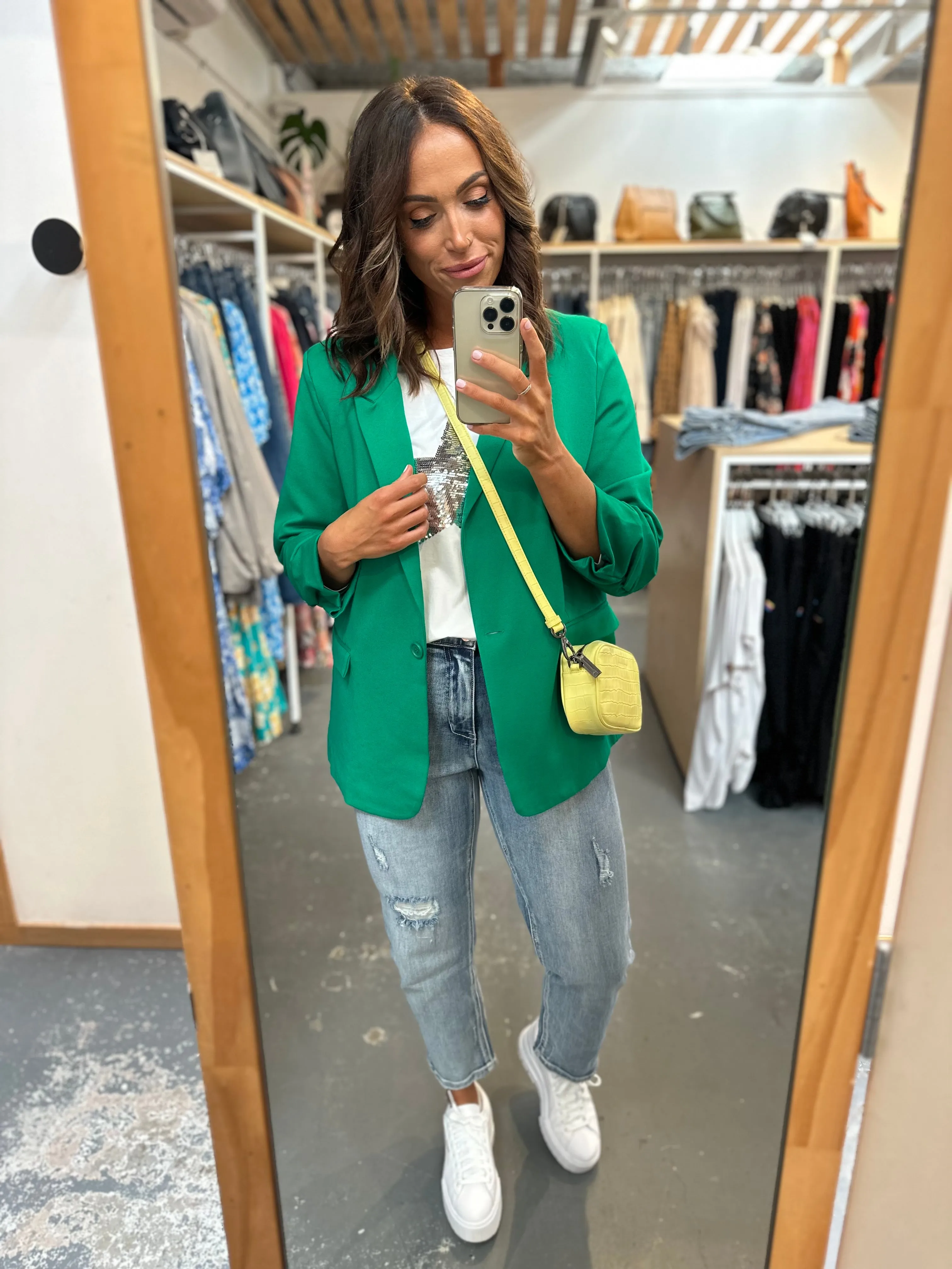 Betty Basics Merci Ponte Blazer Parrot Green