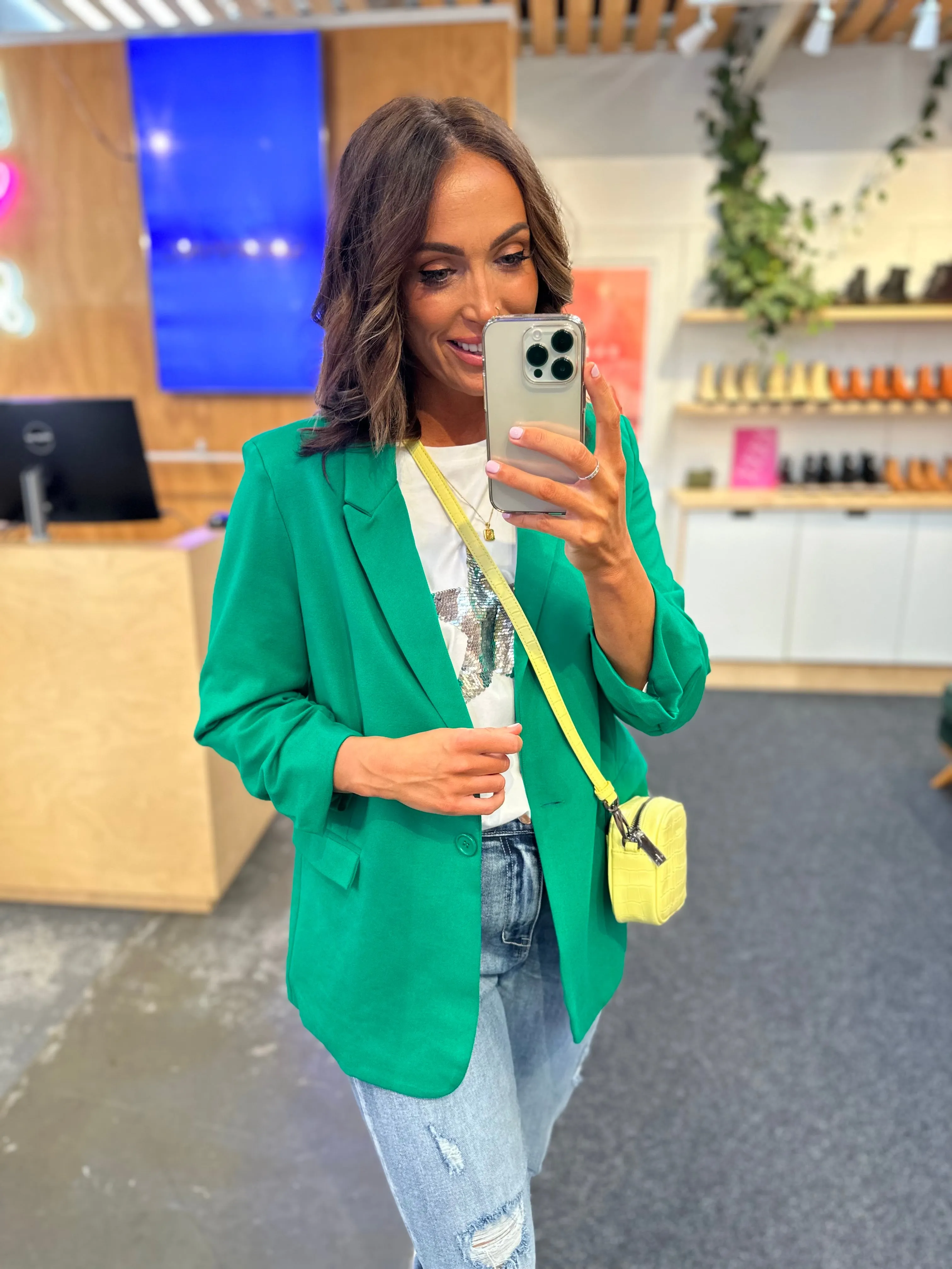 Betty Basics Merci Ponte Blazer Parrot Green