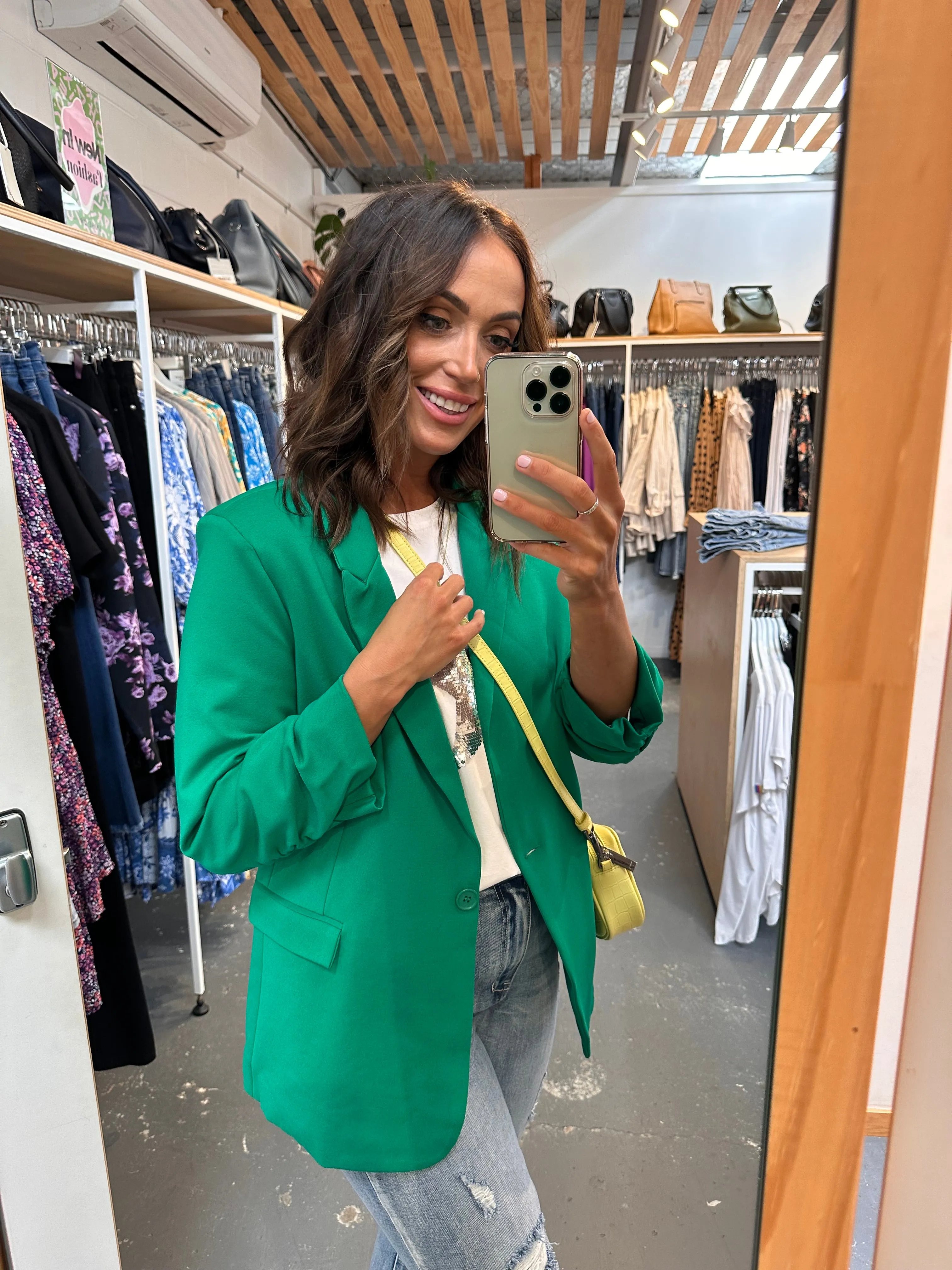 Betty Basics Merci Ponte Blazer Parrot Green