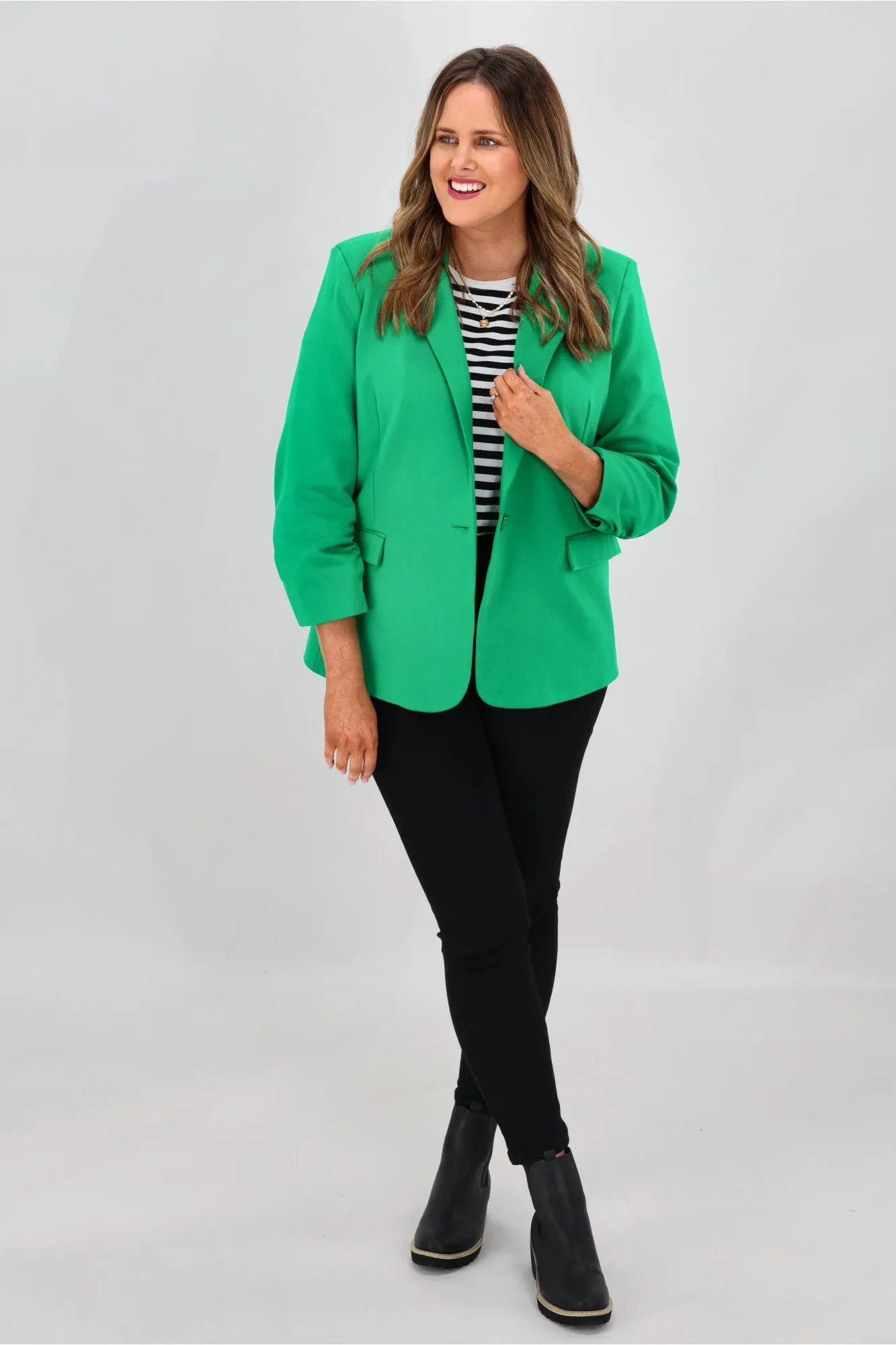 Betty Basics Merci Ponte Blazer Parrot Green