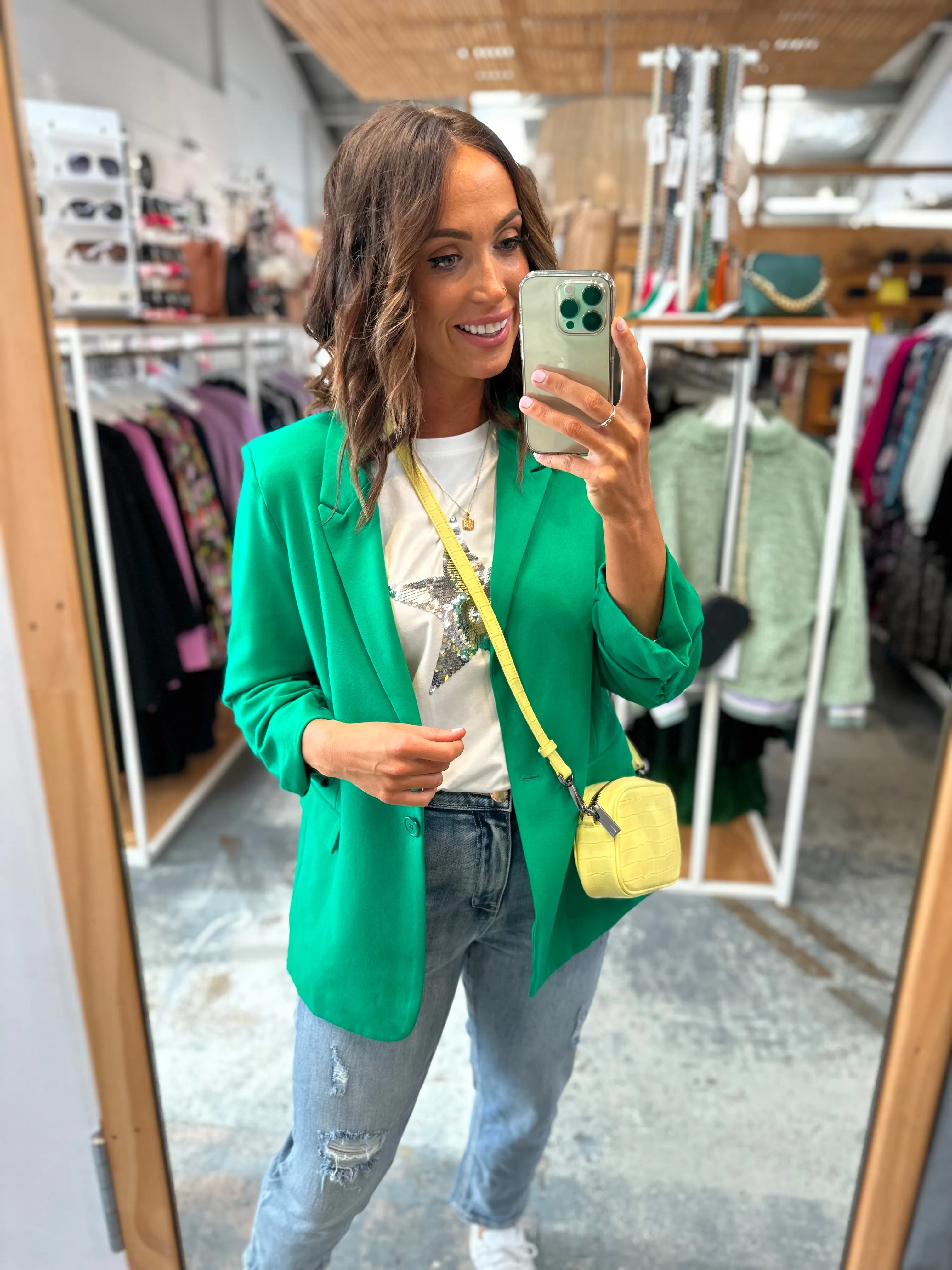 Betty Basics Merci Ponte Blazer Parrot Green