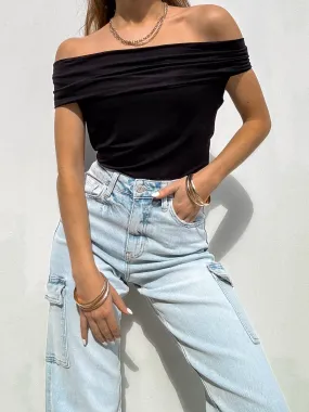 Billie Cold Shoulder Top in Black