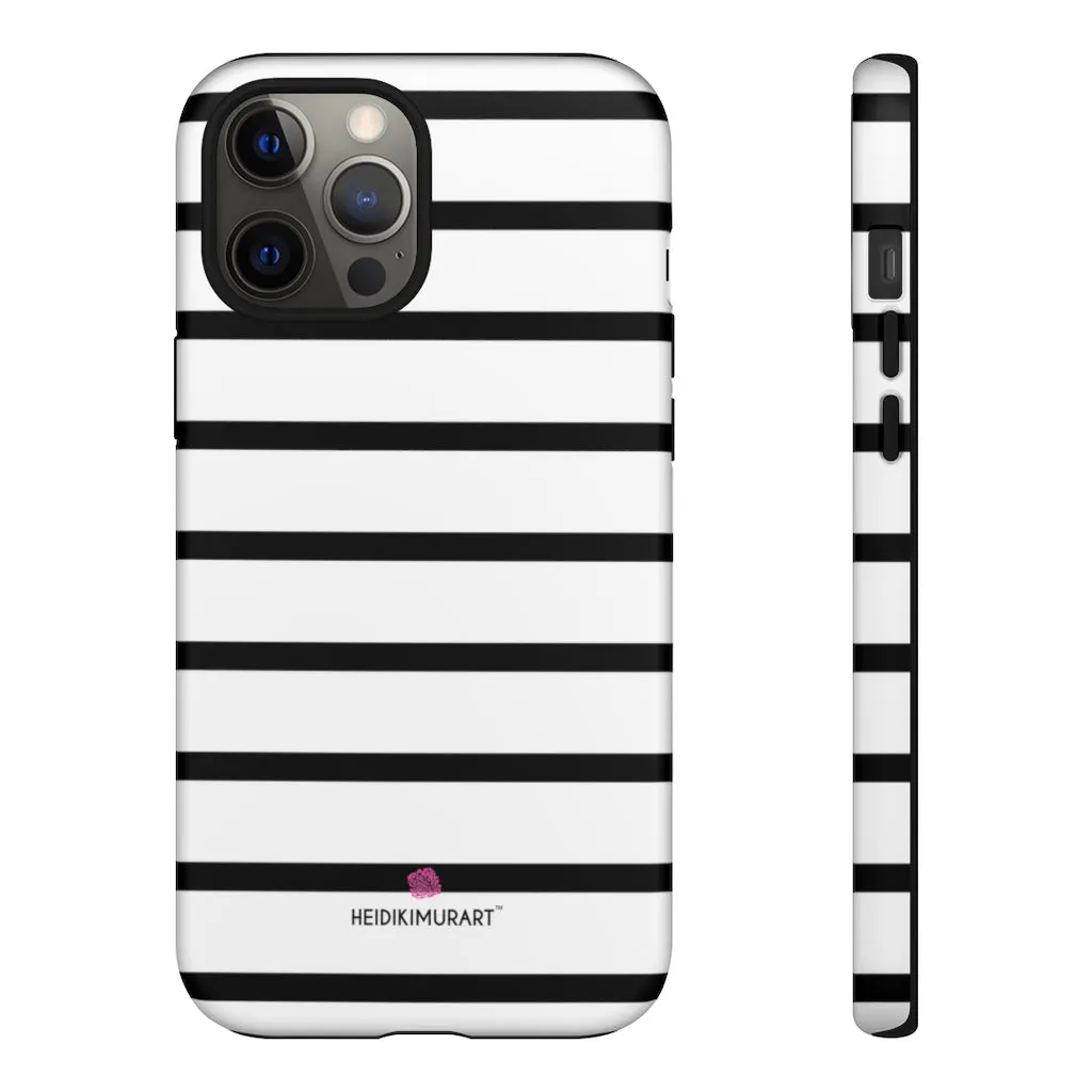 Black Striped Designer Tough Cases, Modern Minimalist iPhone Samsung Case-Made in USA