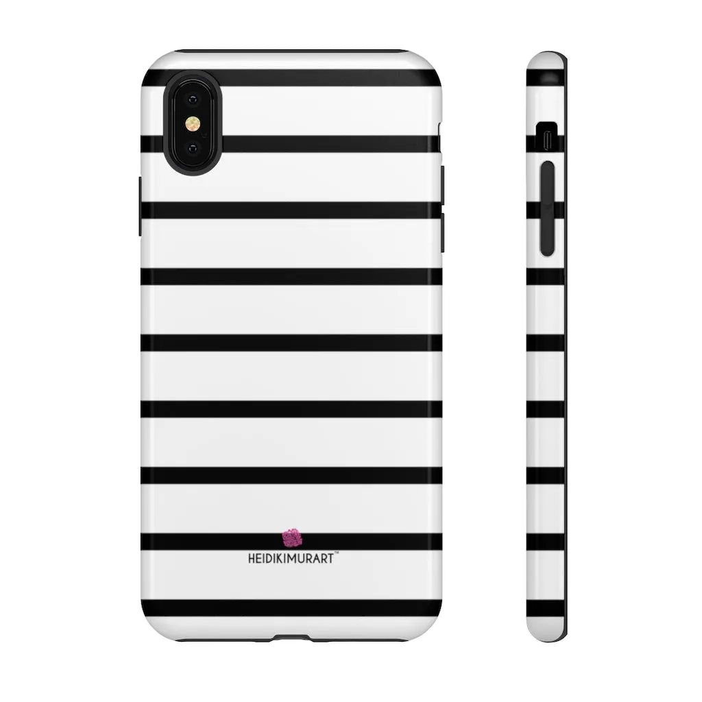 Black Striped Designer Tough Cases, Modern Minimalist iPhone Samsung Case-Made in USA