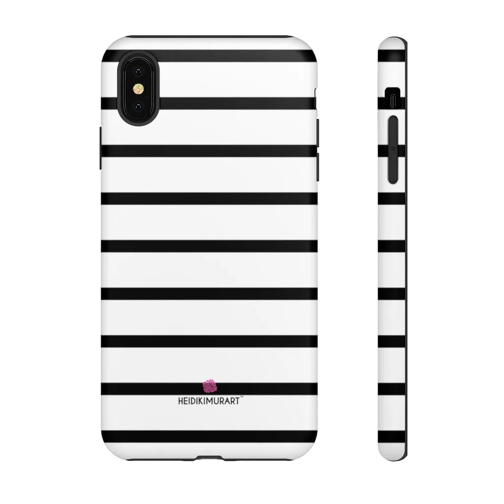 Black Striped Designer Tough Cases, Modern Minimalist iPhone Samsung Case-Made in USA