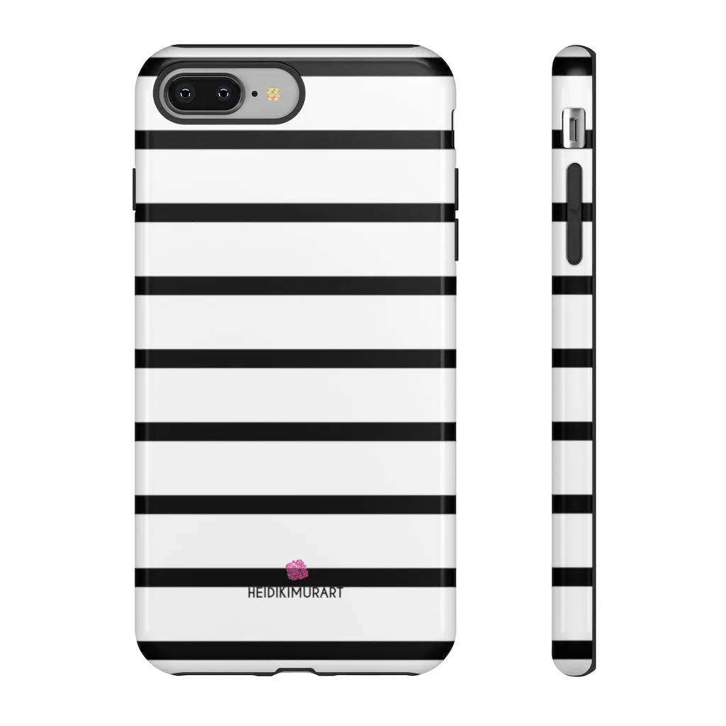 Black Striped Designer Tough Cases, Modern Minimalist iPhone Samsung Case-Made in USA