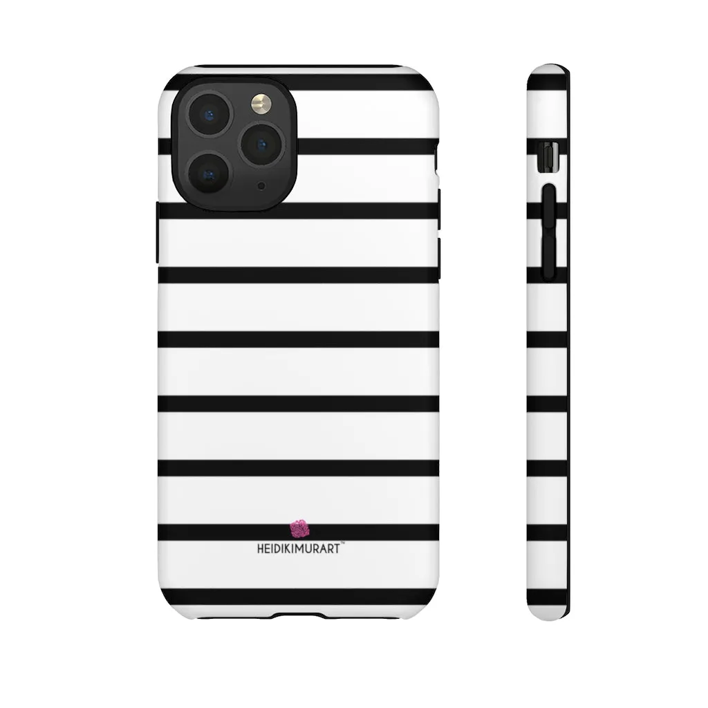 Black Striped Designer Tough Cases, Modern Minimalist iPhone Samsung Case-Made in USA