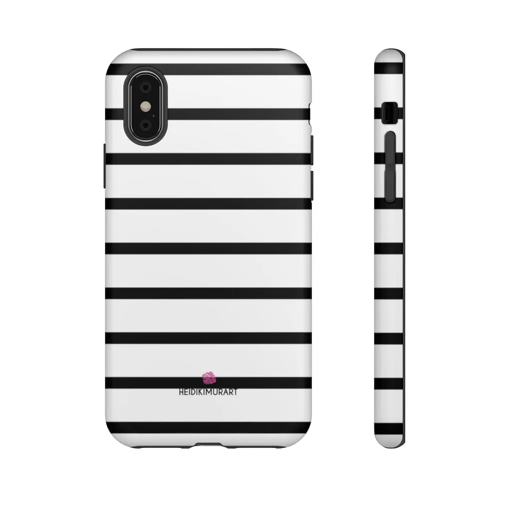 Black Striped Designer Tough Cases, Modern Minimalist iPhone Samsung Case-Made in USA