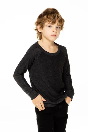 Boys Cozy Knit Long Sleeve Rib Panel Raglan Pullover