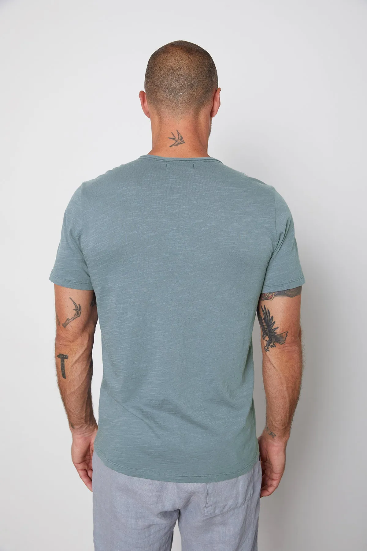 CHAD RAW EDGE COTTON SLUB POCKET TEE