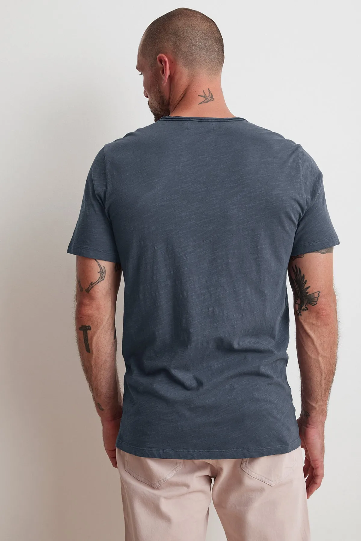 CHAD RAW EDGE COTTON SLUB POCKET TEE