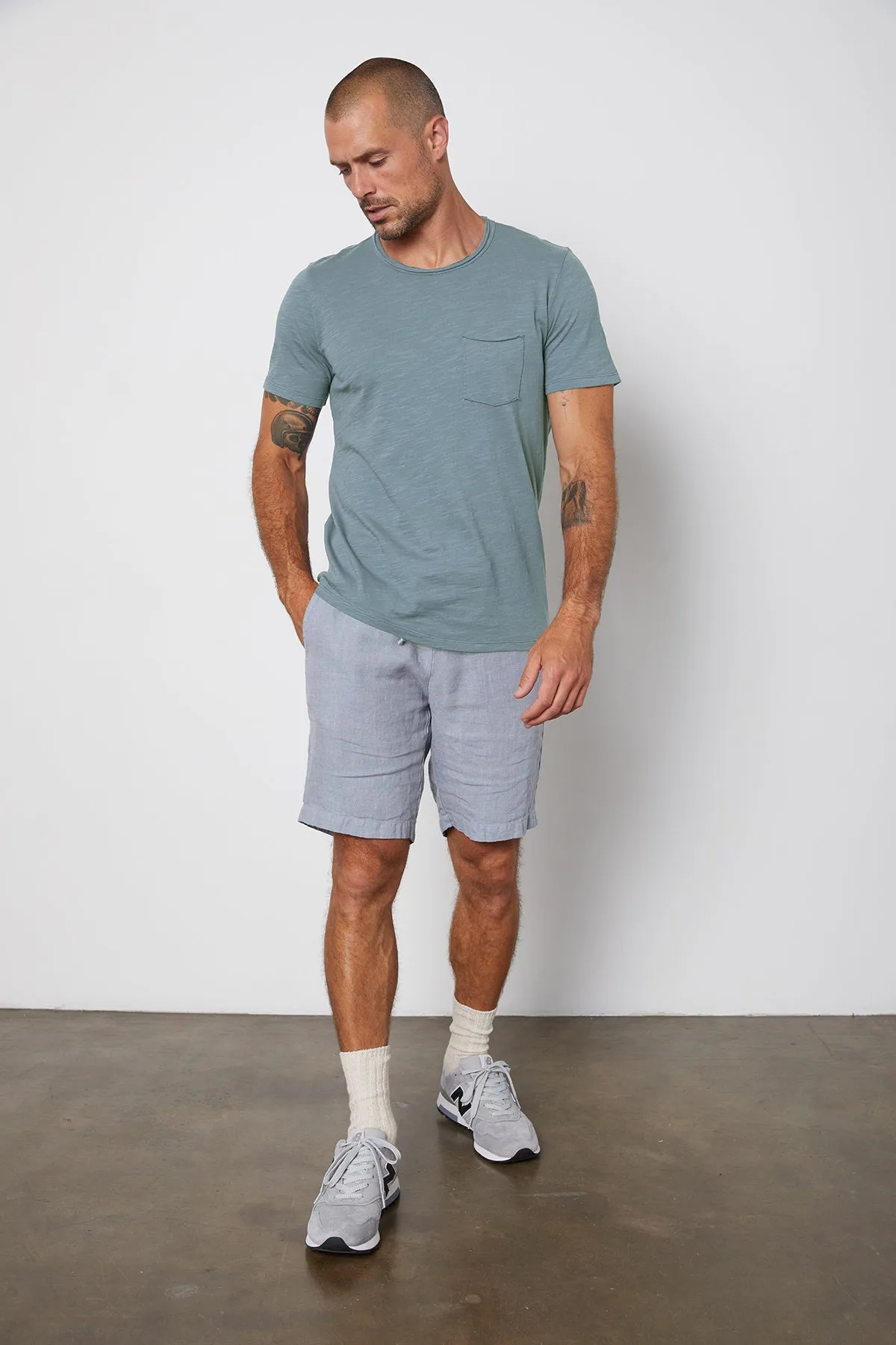 CHAD RAW EDGE COTTON SLUB POCKET TEE