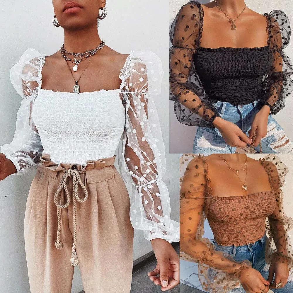 Chiffon See-through Long Sleeve Top