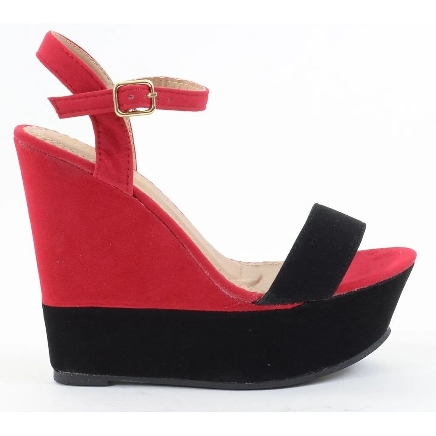 Colorblock Open Toe Anklet Wedge Sandal Mia-4