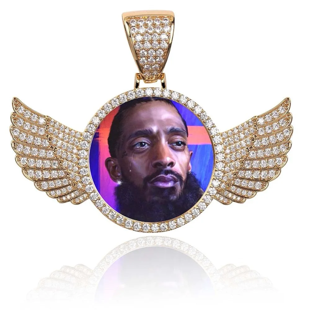 Custom Angel Wing Necklace-Best Gifts For Men- Necklace With Picture Inside