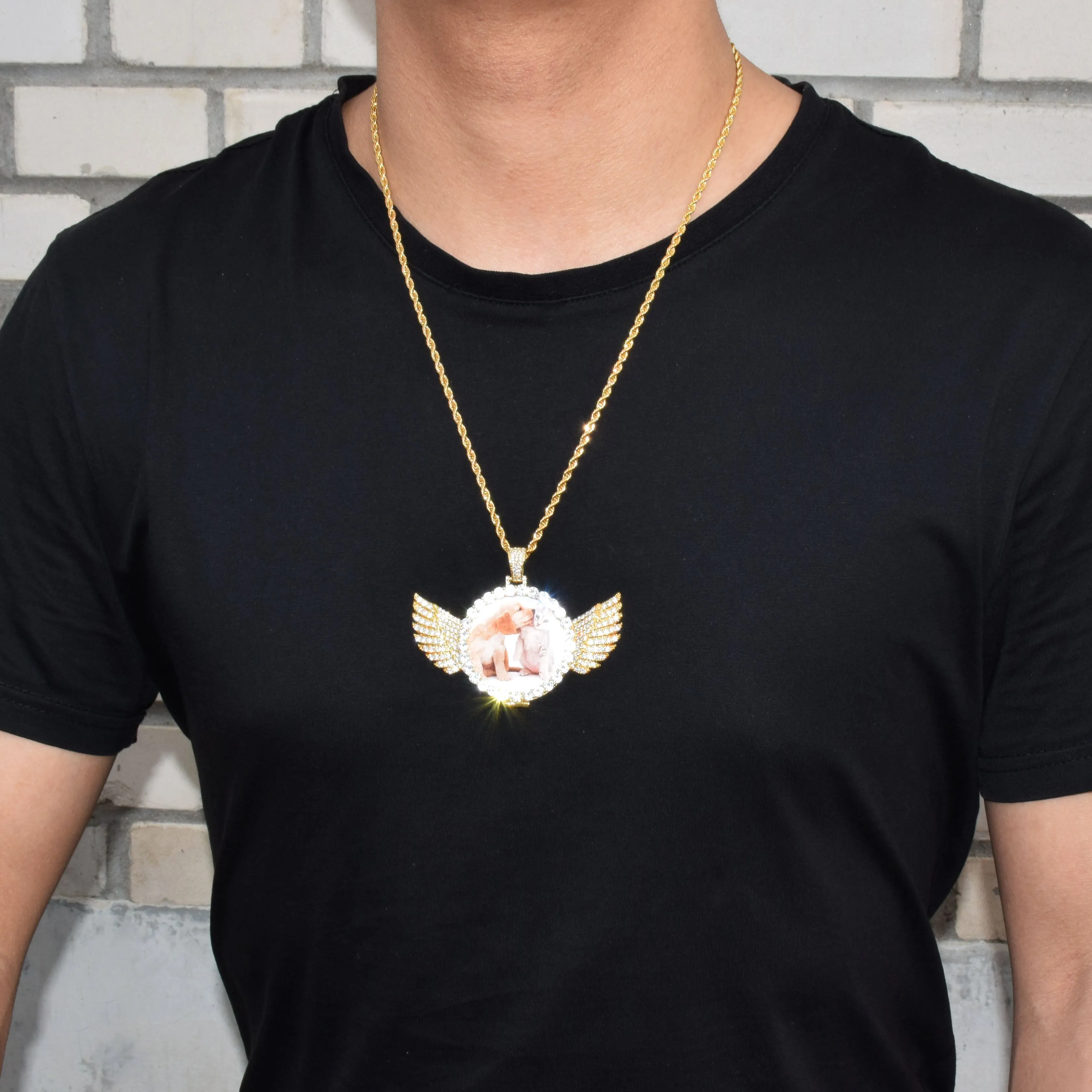 Custom Angel Wing Necklace-Best Gifts For Men- Necklace With Picture Inside