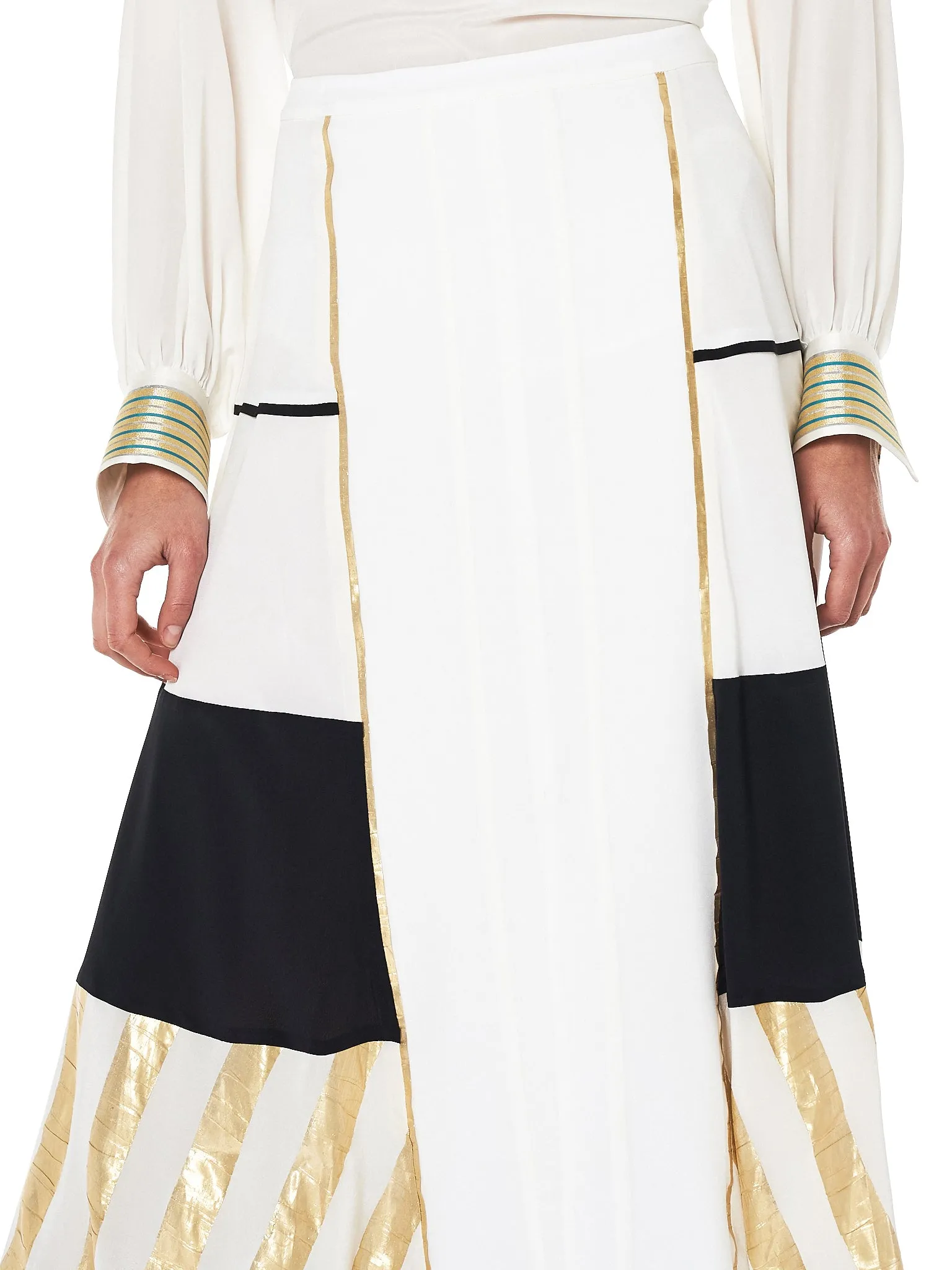 'Ionia' Paneled Maxi Skirt (CLSK090-IONIA-IVORY)