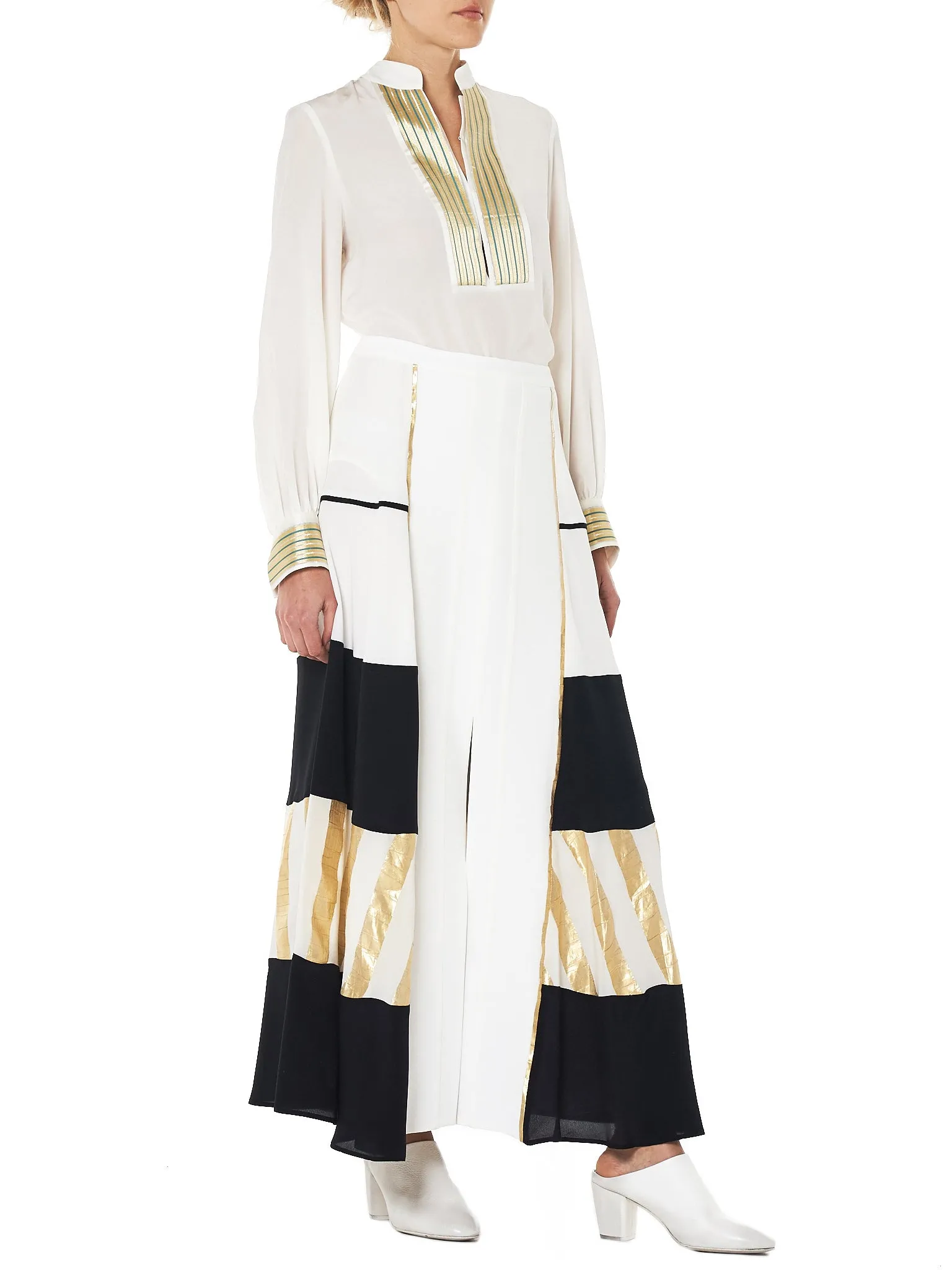 'Ionia' Paneled Maxi Skirt (CLSK090-IONIA-IVORY)