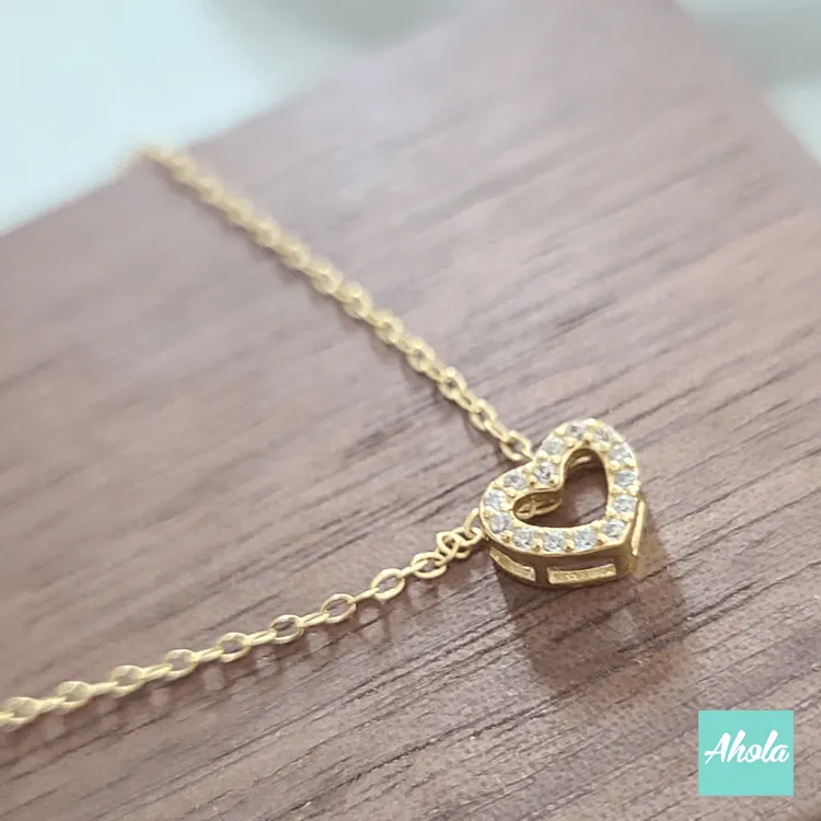 【Peretti】Zirconia Heart Necklace 純銀心形鋯石頸鏈