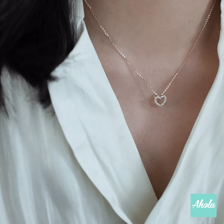 【Peretti】Zirconia Heart Necklace 純銀心形鋯石頸鏈