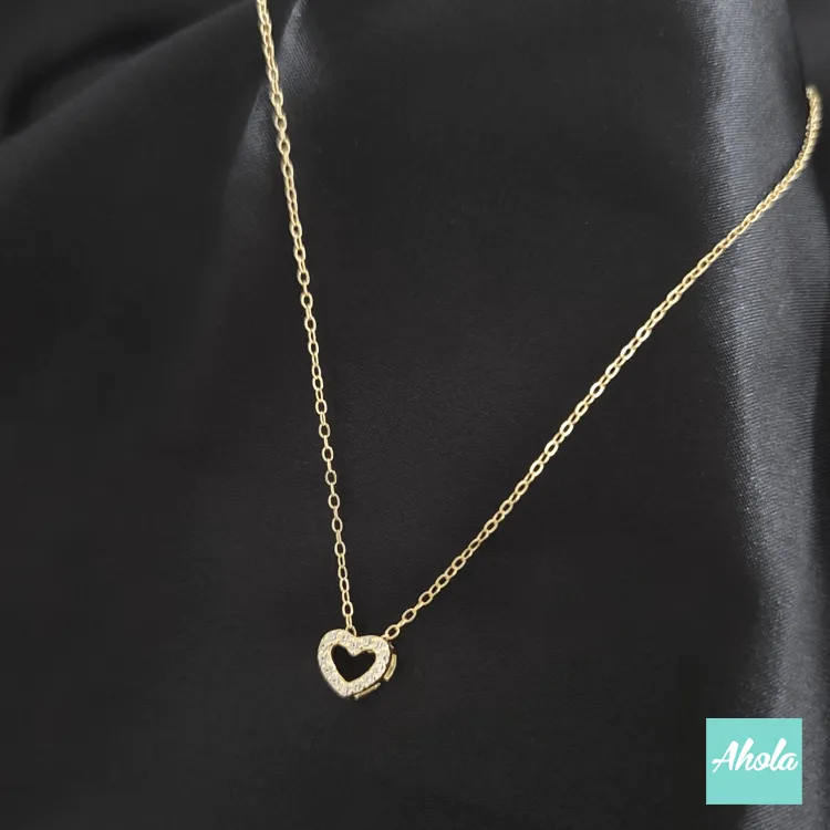 【Peretti】Zirconia Heart Necklace 純銀心形鋯石頸鏈