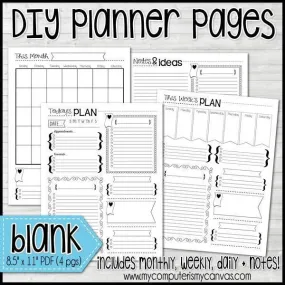 Planner Kit {Blank Inserts ONLY} PRINTABLE