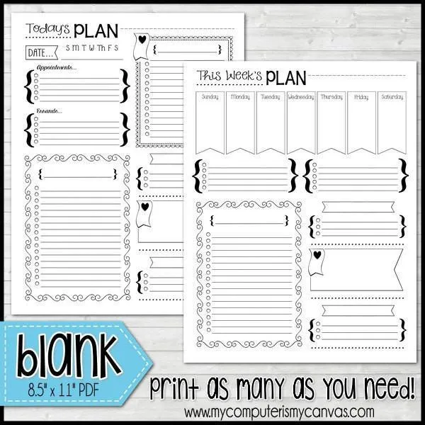 Planner Kit {Blank Inserts ONLY} PRINTABLE