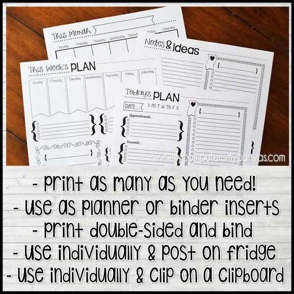 Planner Kit {Blank Inserts ONLY} PRINTABLE