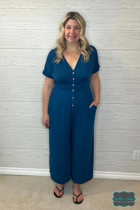 Polly Button Jumpsuit - Dark Teal