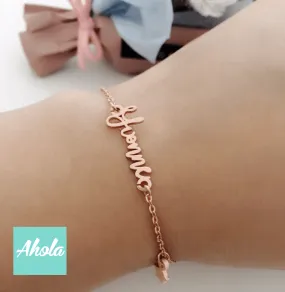 SP017 親子名字星星手鏈  Platinum/Rose gold Plated Sterling Silver Name Bracelet with star