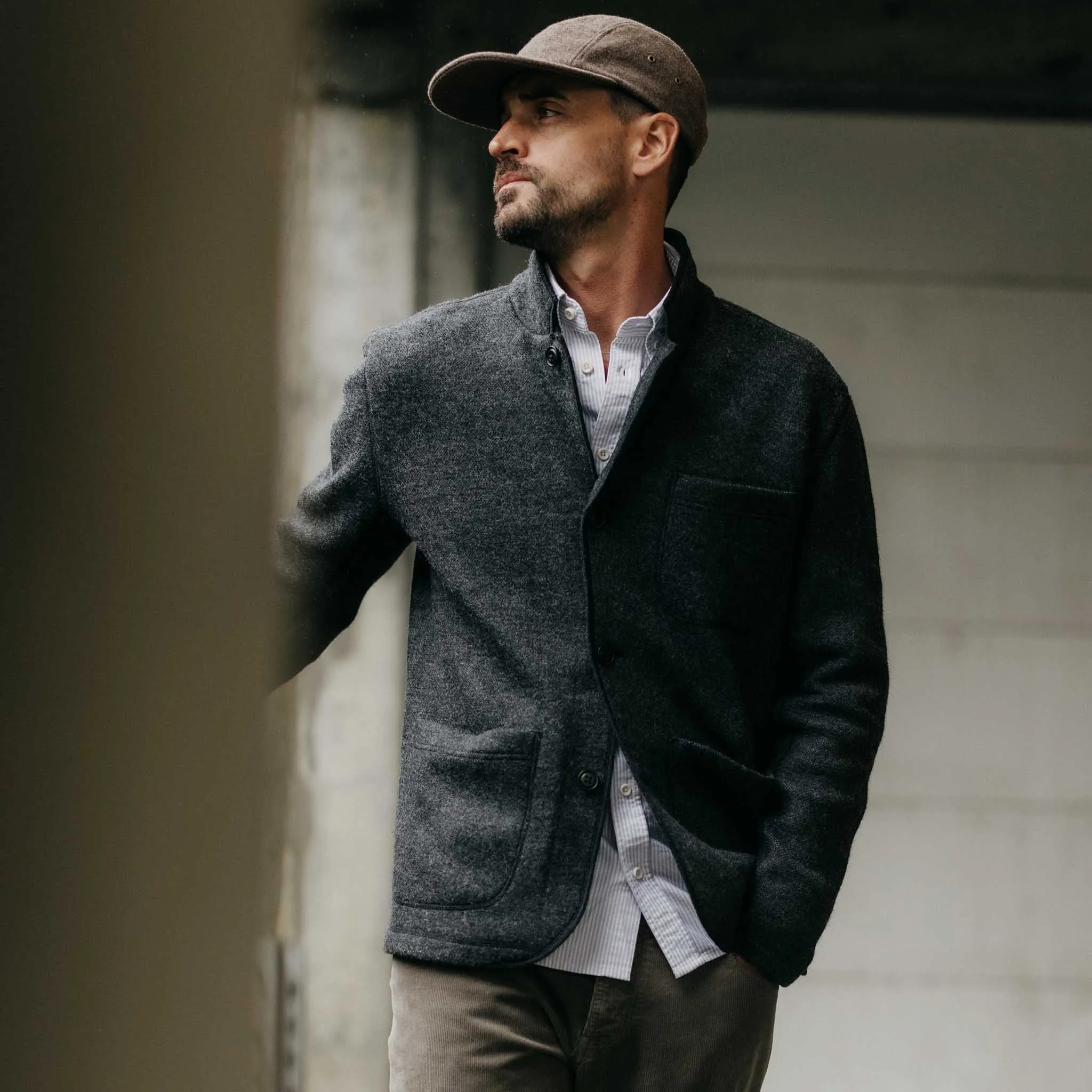 The Evans Blazer in Charcoal Birdseye Wool