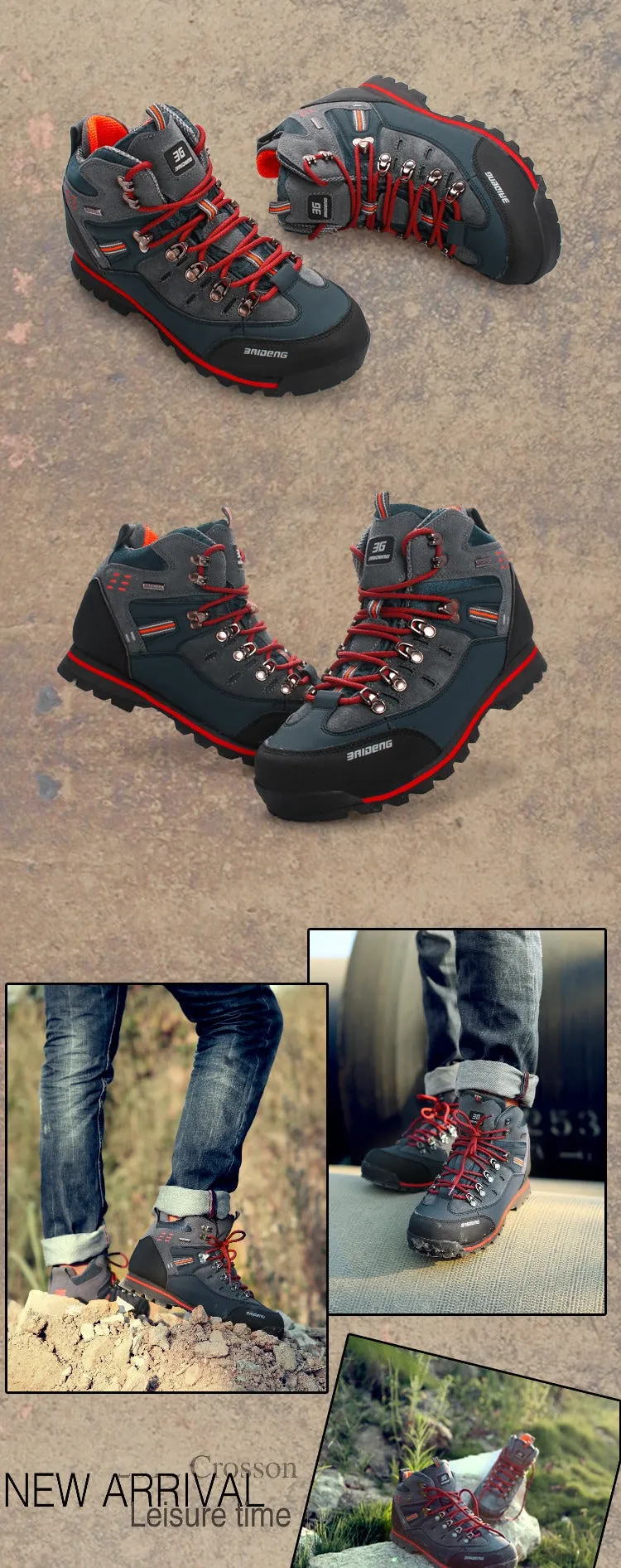 Top Quality Hiking Boots Anti-Skid Breathable Lace-Up High Top Outdoor Climbing Trekking Shoes | 8037